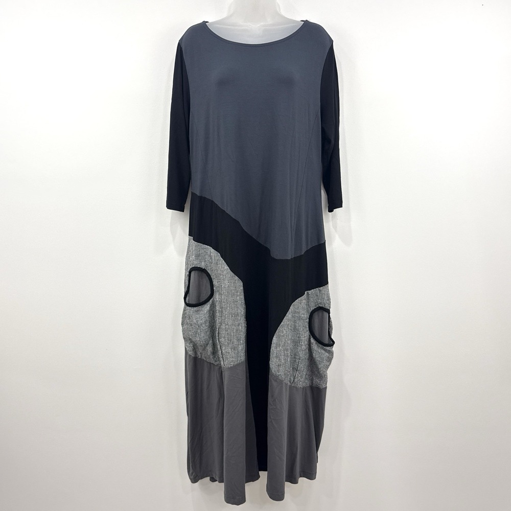 Alembika Maxi Dress Womens 6 (16-18) Lagenlook Stretch Asymmetric Lagom Loose